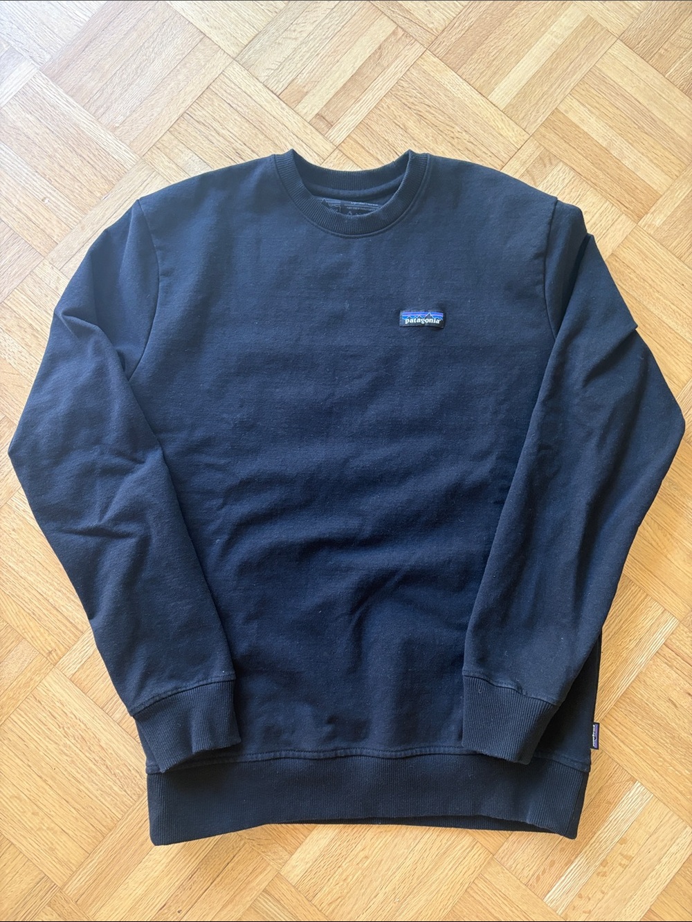 Patagonia Uprising Black Crewneck Sweatshirt with Chest Logo